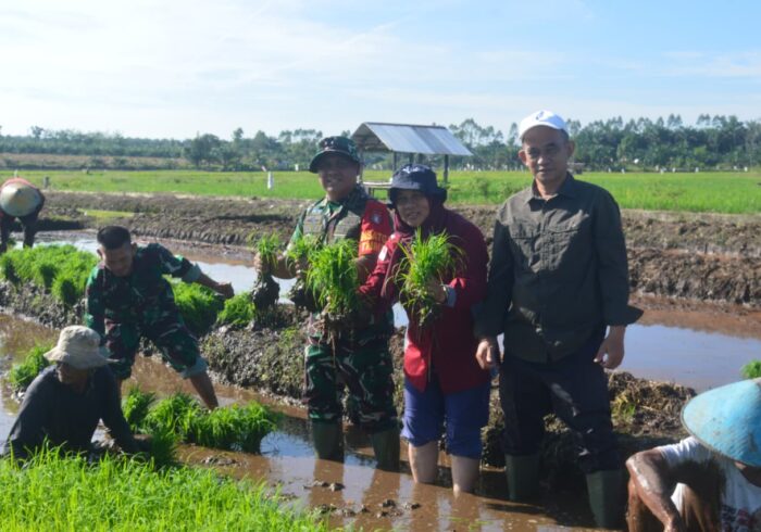 Dandim 1014/Pbn Letkol Inf Makin S.Sos., M.I.P. bersama Kabid PSP Ibu Noreti, Kabid Tanaman Pangan Bapak H. Iskandar