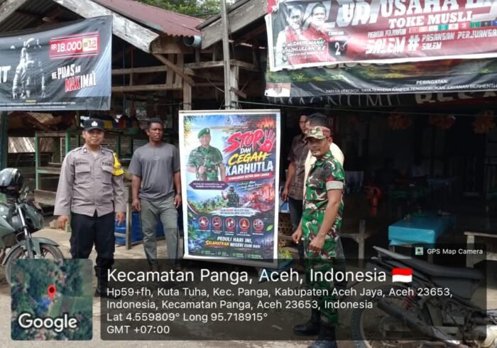 Spanduk Larangan Membakar Lahan Dipasang di Kuta Tuha, Warga Panga Diingatkan Waspada Karhutla