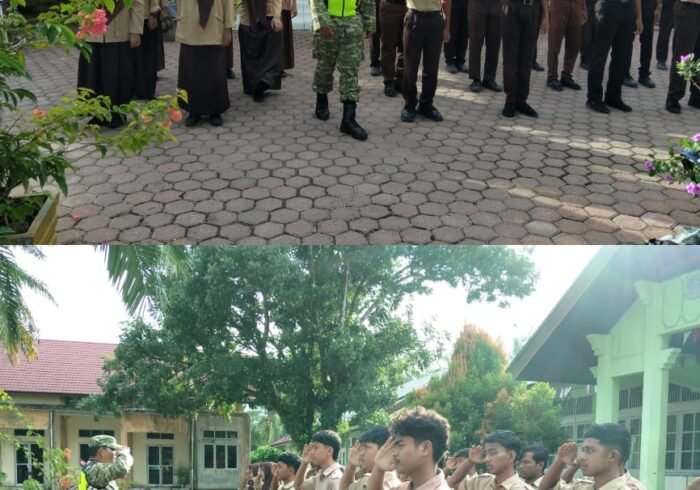 Langkah Tegap Pelajar SMAN 1 Meureubo Dibentuk Bersama Babinsa Koramil 04/Meureubo