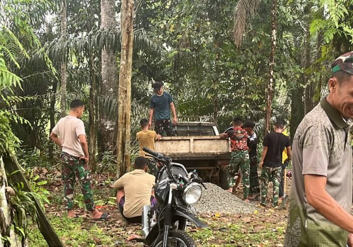 Kerja Sama TNI Dalam Pengerjaan TMMD Ke-130 di Landak