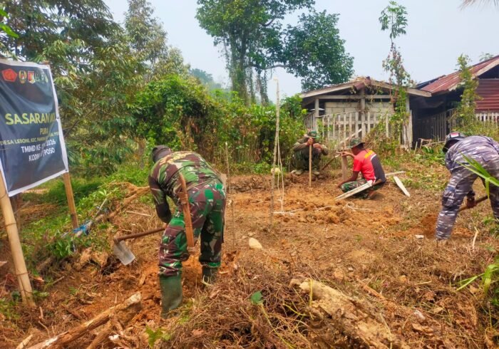 Satgas TMMD Poso Mulai Proyek MCK untuk Masyarakat Desa Leboni dengan Gotong Royong
